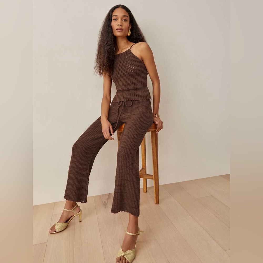 NWT Reformation Marco Open Knit Pant in Brown